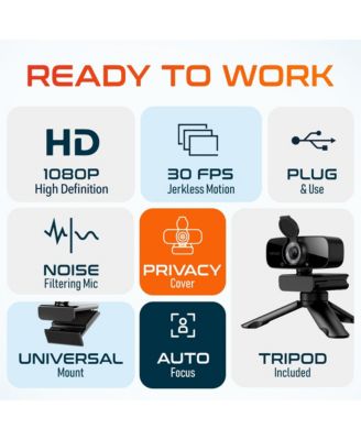 USB Webcam with Microphone, HD 1080p Wired Webcam (DCAM24BK)