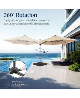 10ft 360degree(s) Rotating Cantilever Easy Auto Open Patio Umbrella w/ Solar LED Lights
