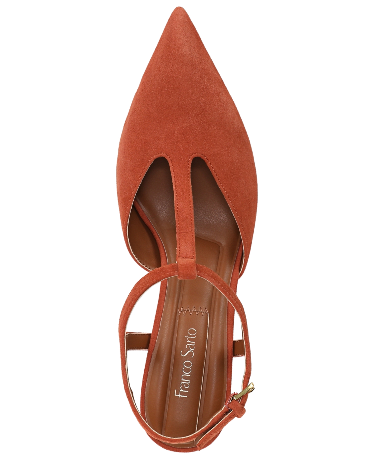 Franco Sarto Ovett Pointed Toe T-strap Pump In Brown