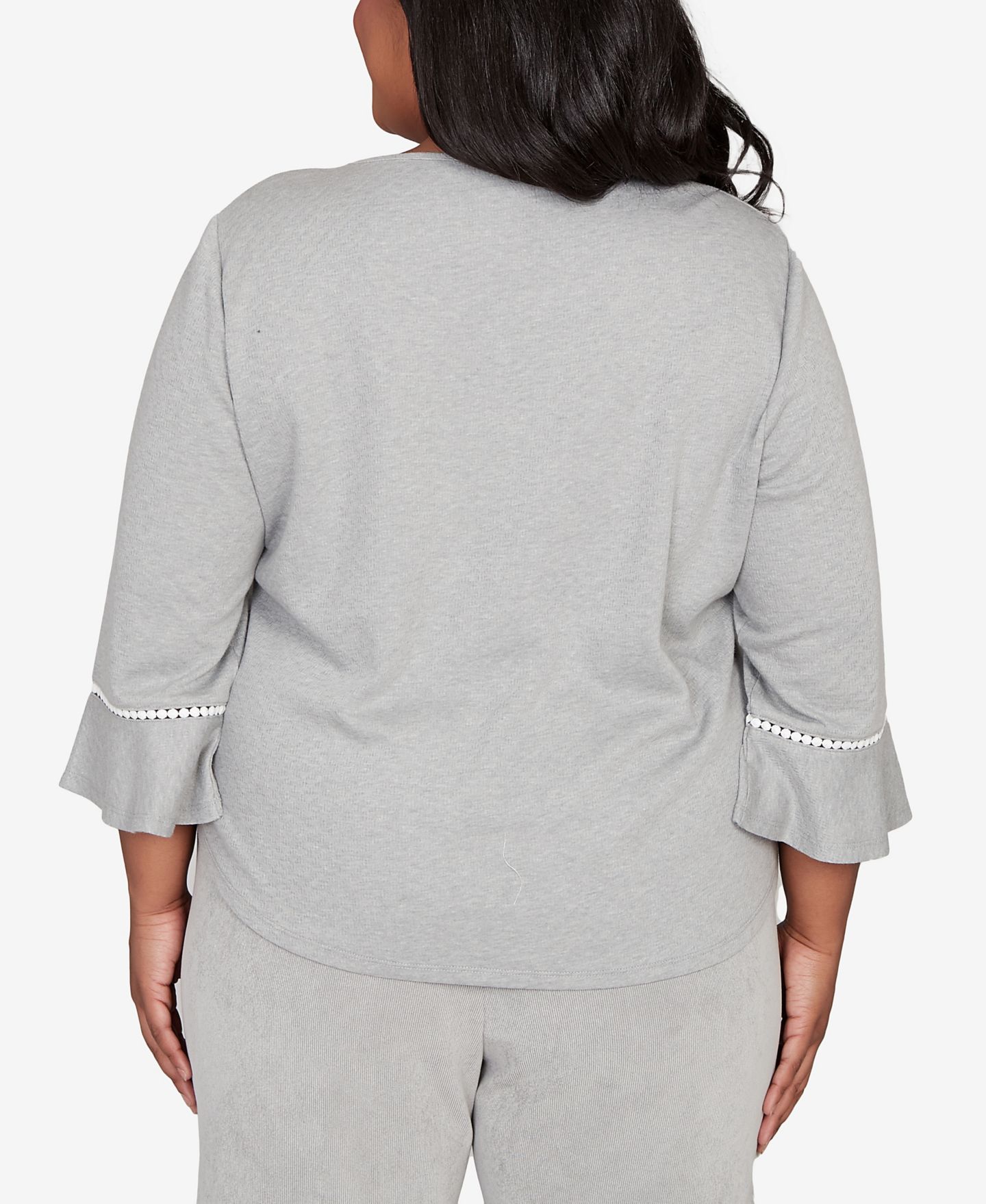Женский топ Alfred Dunner Plus Size Stockbridge Christmas Tree Embellished Knit, цвет: Оловянный — фото 2