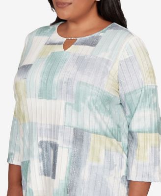 Plus Size Stockbridge Soft Colorblock Rib Texture Knit Top