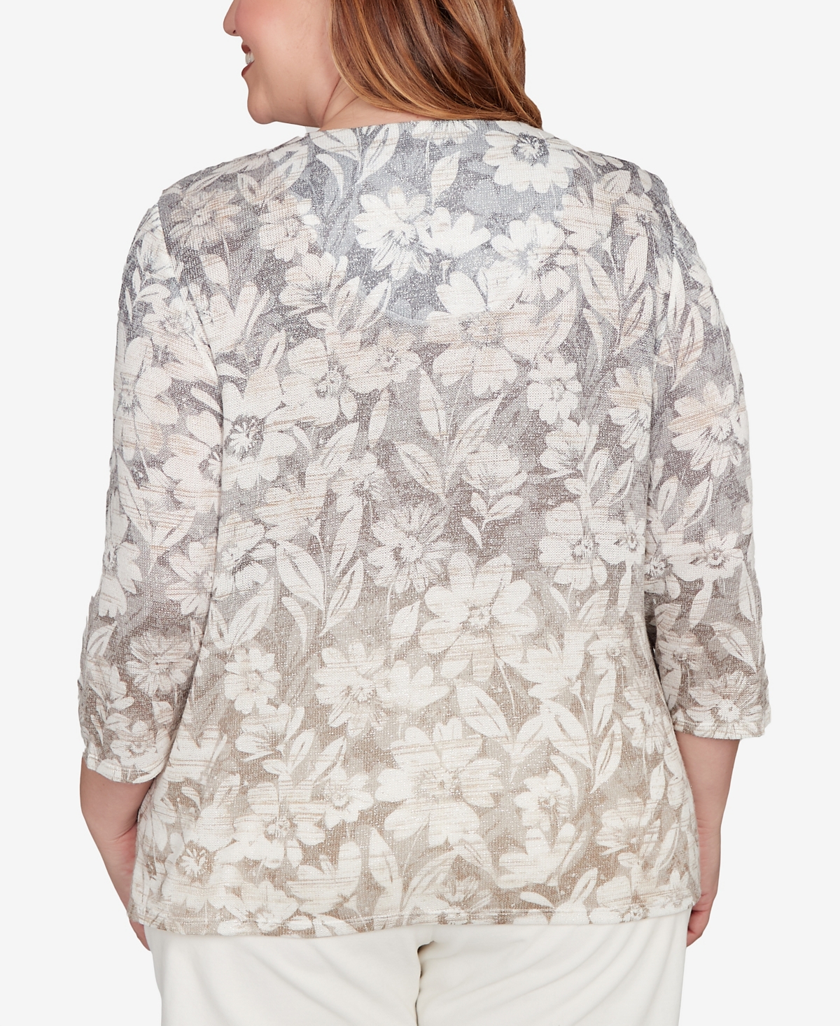 Alfred Dunner Plus Size Vienna Ombre Floral Knit Top In Multi