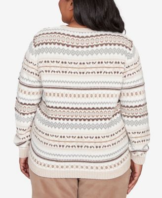 Plus Size Vienna Geometric Biadere Striped Chenille Sweater