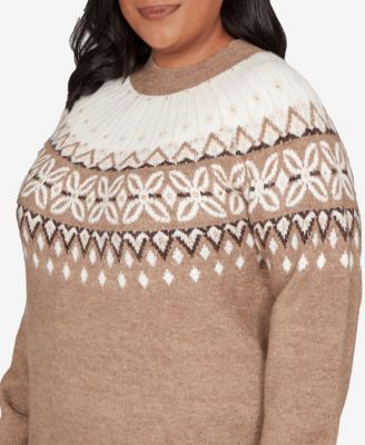 Plus Size Vienna Fair Isle Gold Studded Sweater