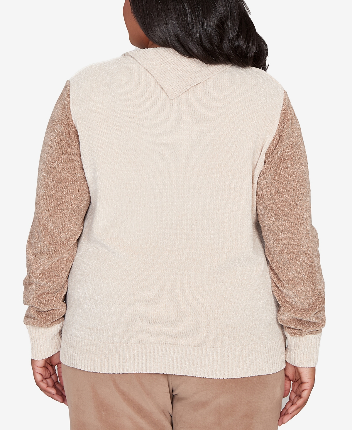 Alfred Dunner Plus Size Vienna Neutral Tones Colorblock Sweater In Brown