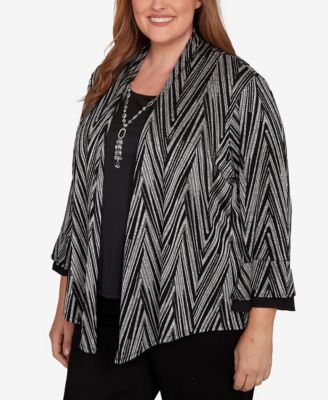 Plus Size Barcelona Metallic Chevron Two In One Top With Necklace