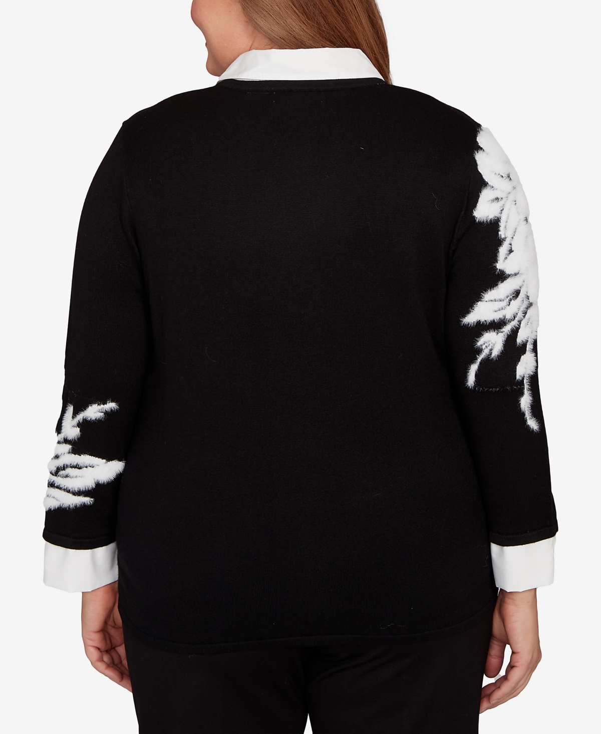 Alfred Dunner Plus Size Barcelona Dramatic Floral Two In One Sweater In Black