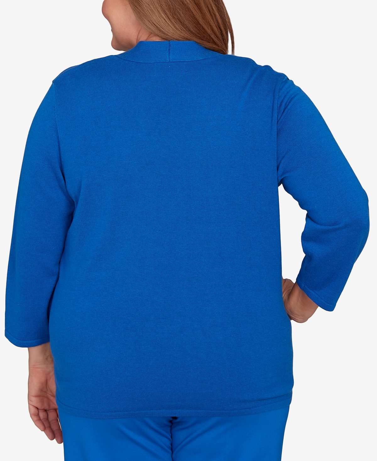 Alfred Dunner Plus Size Barcelona Vertical Animal Print Two In One Sweater In Blue