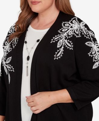 Plus Size Barcelona Floral Soutache Two In One Sweater With Necklace