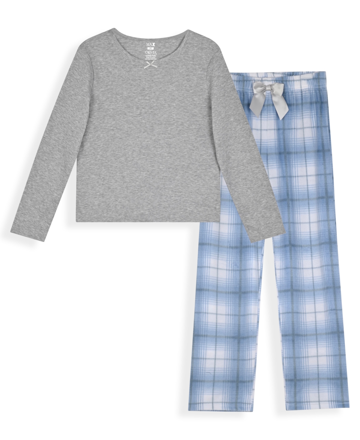 Max & Olivia Girls 6-16 Two Piece Long Sleeves Soi Pajama Set In Multi