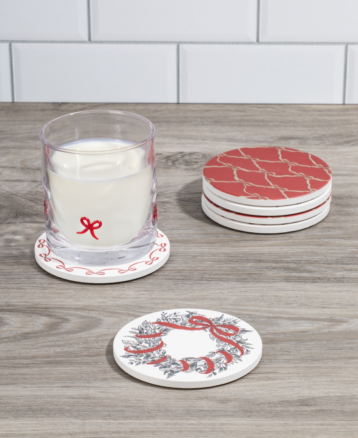 Thirstystone Christmas Stone Coasters, Set Of 6 In Red