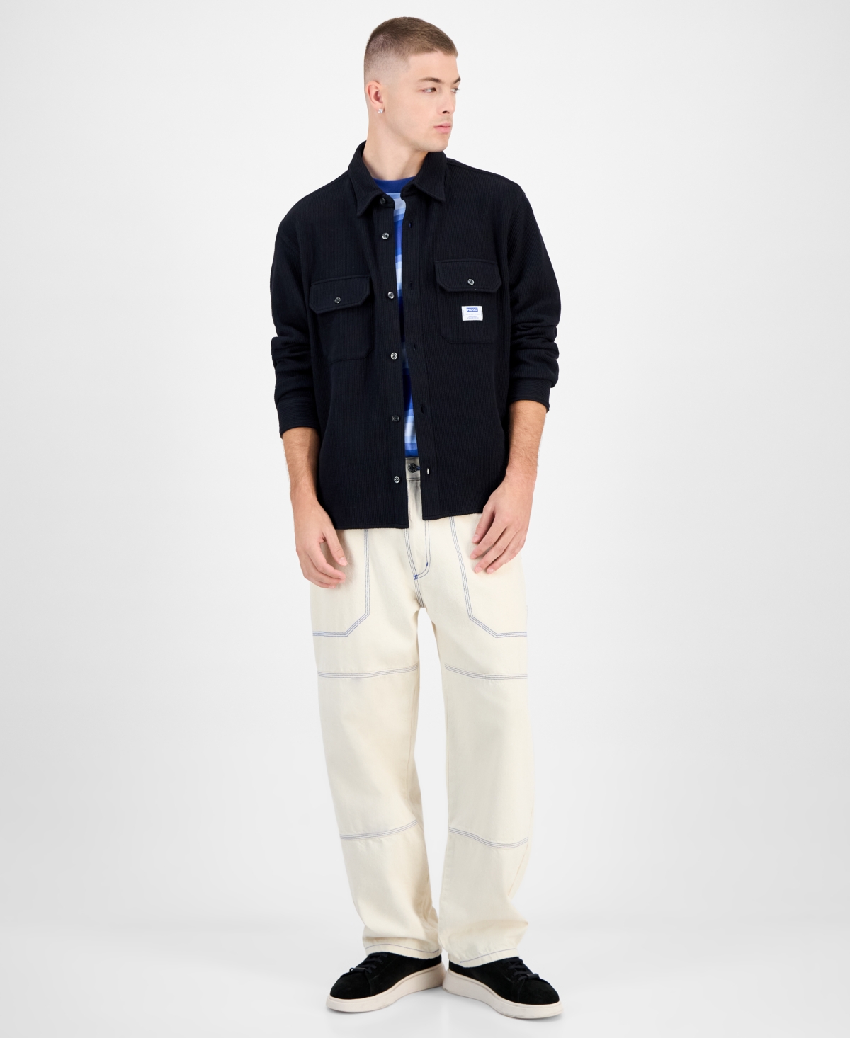 Hugo Boss Ekynone Oversized Long Sleeve Corduroy Button-Front Shirt-Jacket