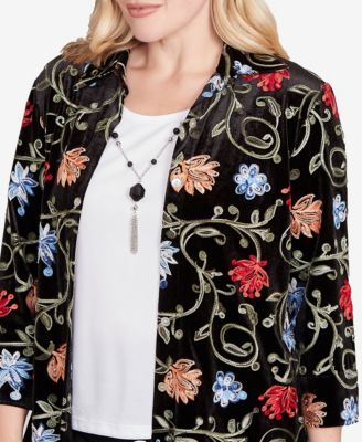 Petite Jet Setter Rich Velvet Floral 2 in 1 Collar Top