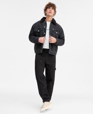 Dex Stone Wash Denim Trucker Jacket with Fleece Collar