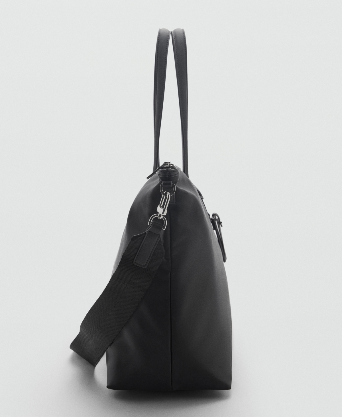 Mango Women's Large Nylon Shopper Bag In Black