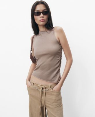 MANGO - Women's Strappy Asymmetrical Knitted Top