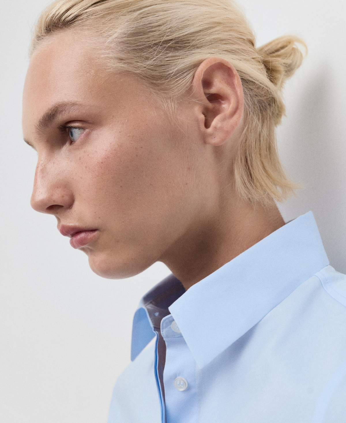 Mango Fitted Cotton Shirt Sky Blue In Blue