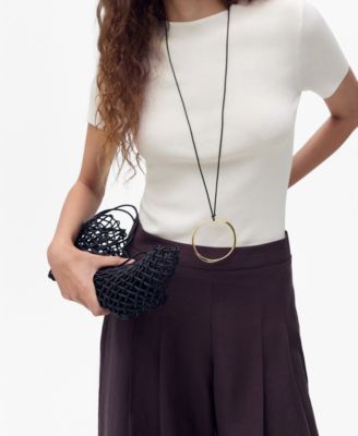 MANGO - Women's Short-Sleeved Fine-Knit Sweater