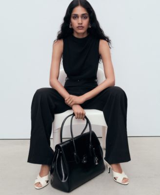 Women's Draped Neck and Belt Long Jumpsuit