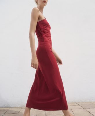 Women's Gathered Strap Asymmetrical Dress