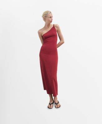 MANGO - Women's Gathered Strap Asymmetrical Dress