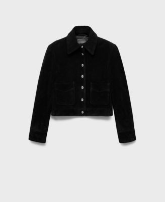 MANGO - Women's Buttons Suede Leather Jacket