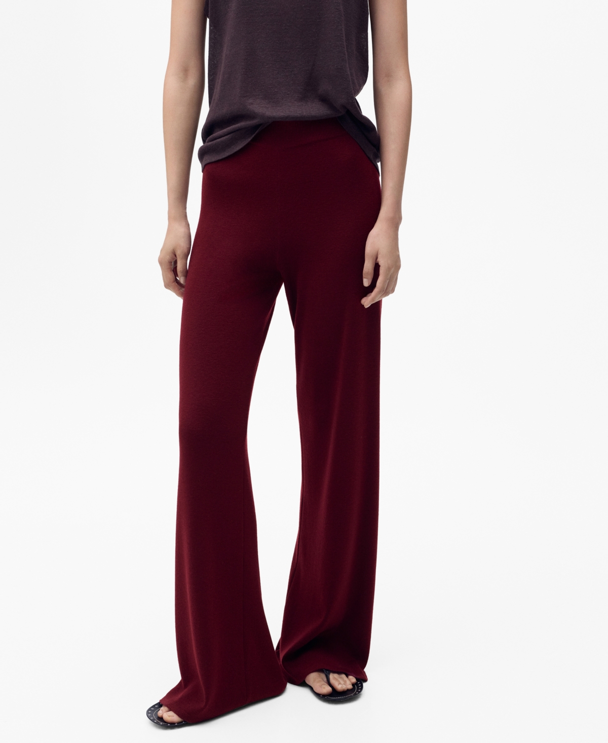 Mango Women's Straight Knitted Pants In Red