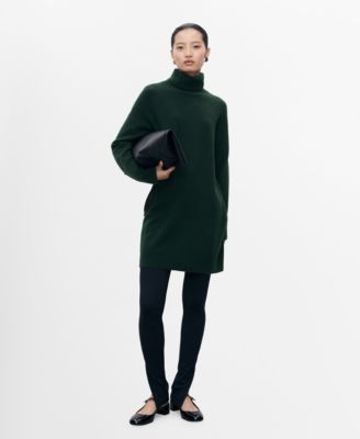 MANGO - Women's Short Knitted Turtleneck Dress