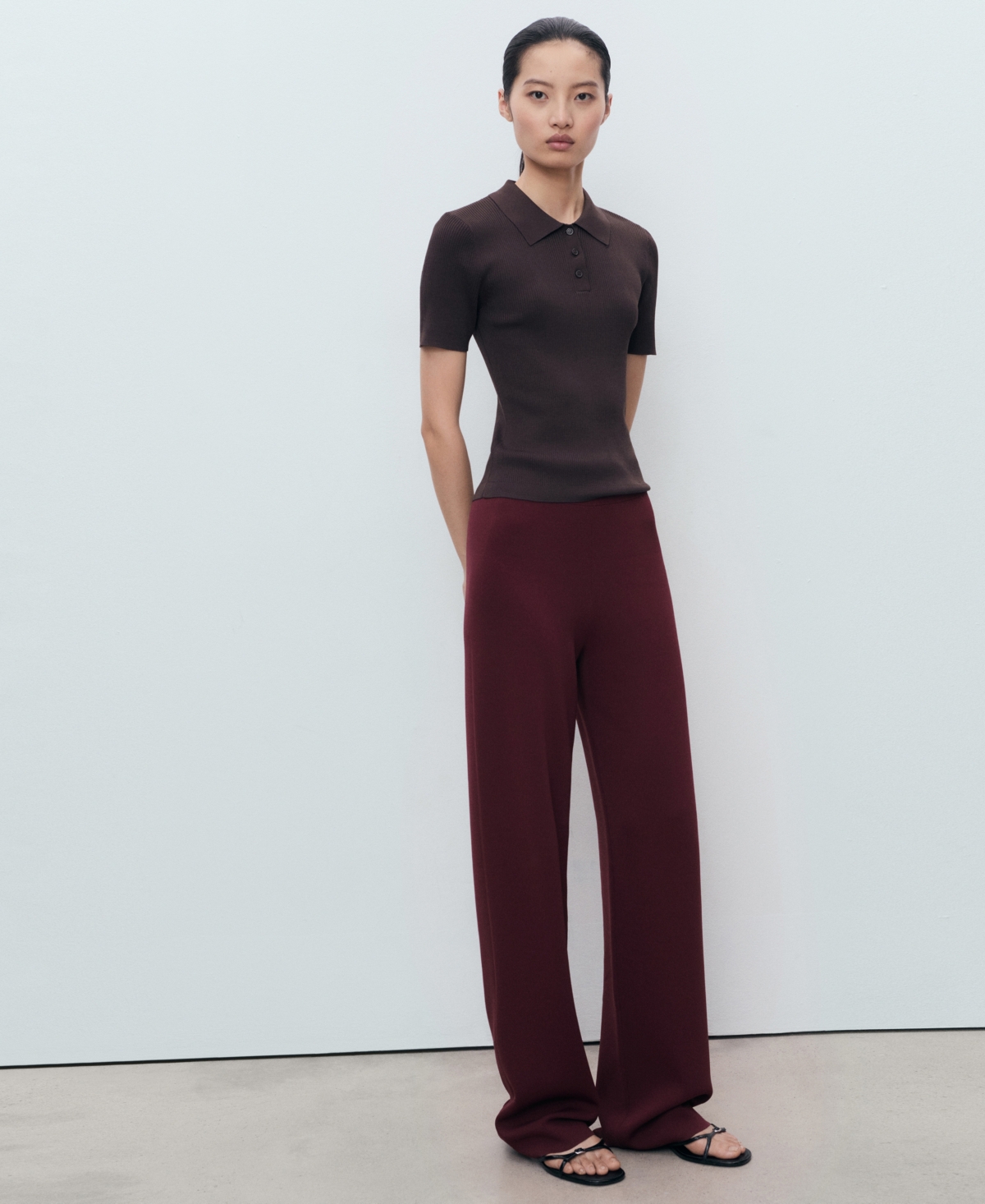 Mango Women's Elastic Waistband Knitted Pants In Red