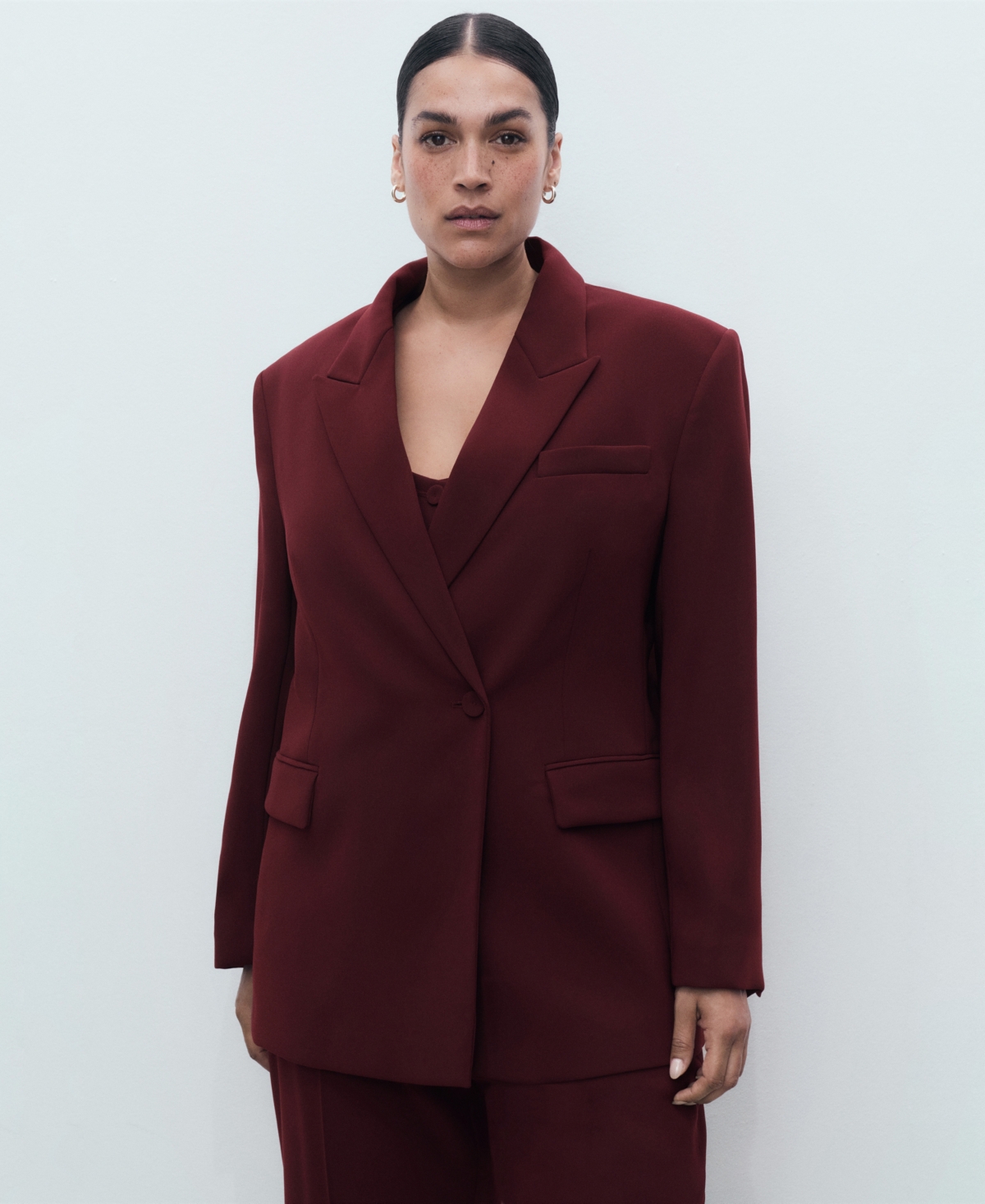 Mango Women's Double-breasted Suit Jacket In Burgundy