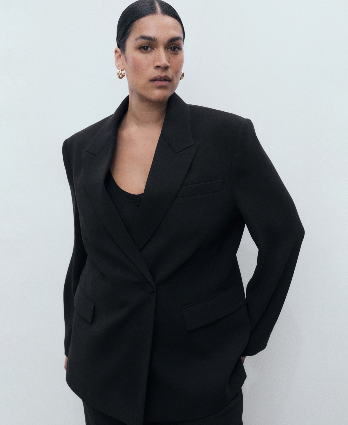 Mango Women's Double-breasted Suit Jacket In Black