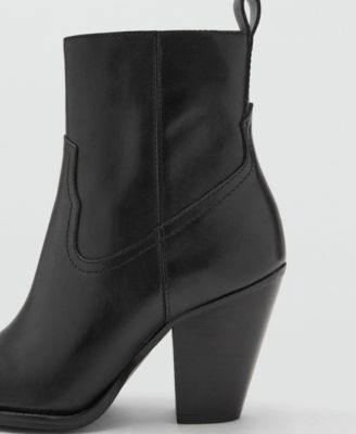 Women's Block Heel Leather Ankle Boots