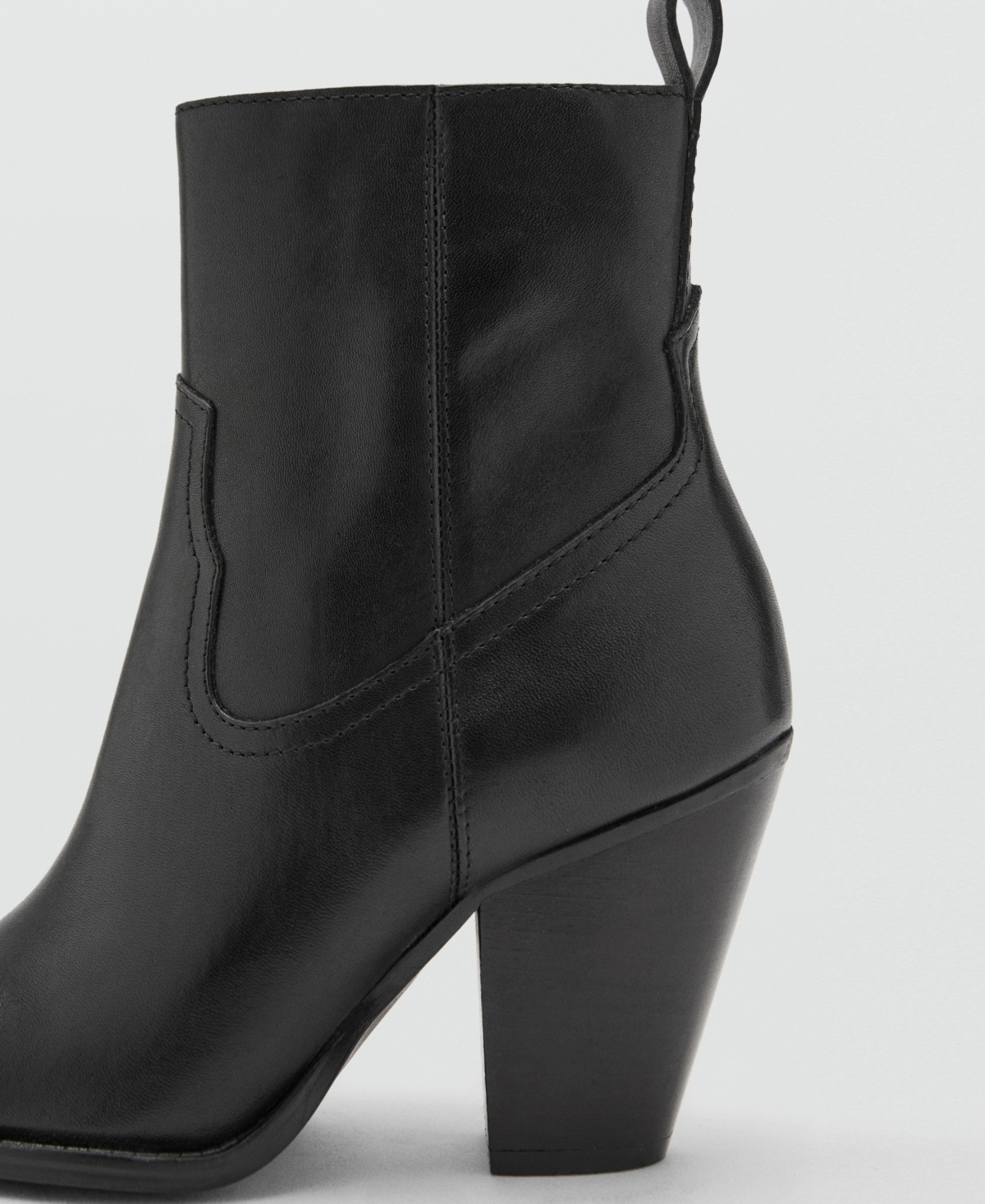 Mango Women's Block Heel Leather Ankle Boots