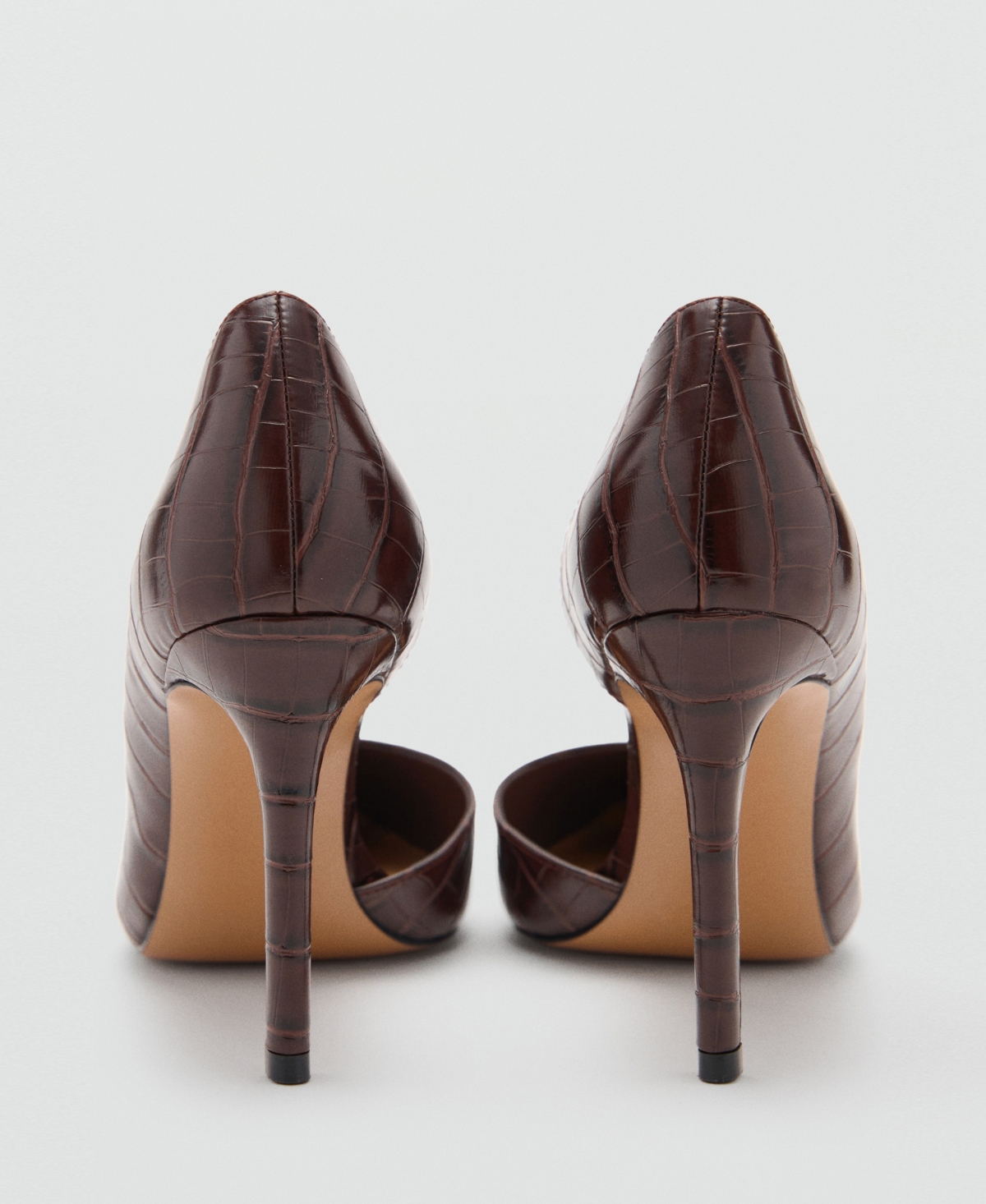 Mango Chaussures Talon Effet Croco Chocolat - Femme - 41 -  In Brown