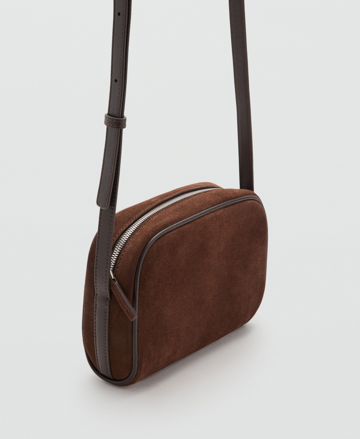 Mango Women's Suede Leather Shoulder Bag In Brown