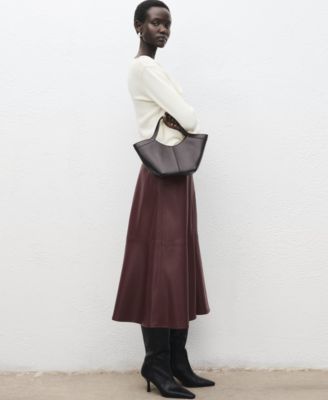 Women's Leather-Effect Midi Skirt