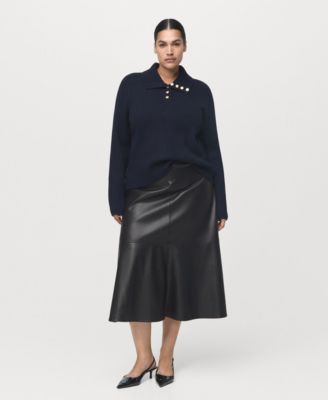 Women's Leather-Effect Midi Skirt