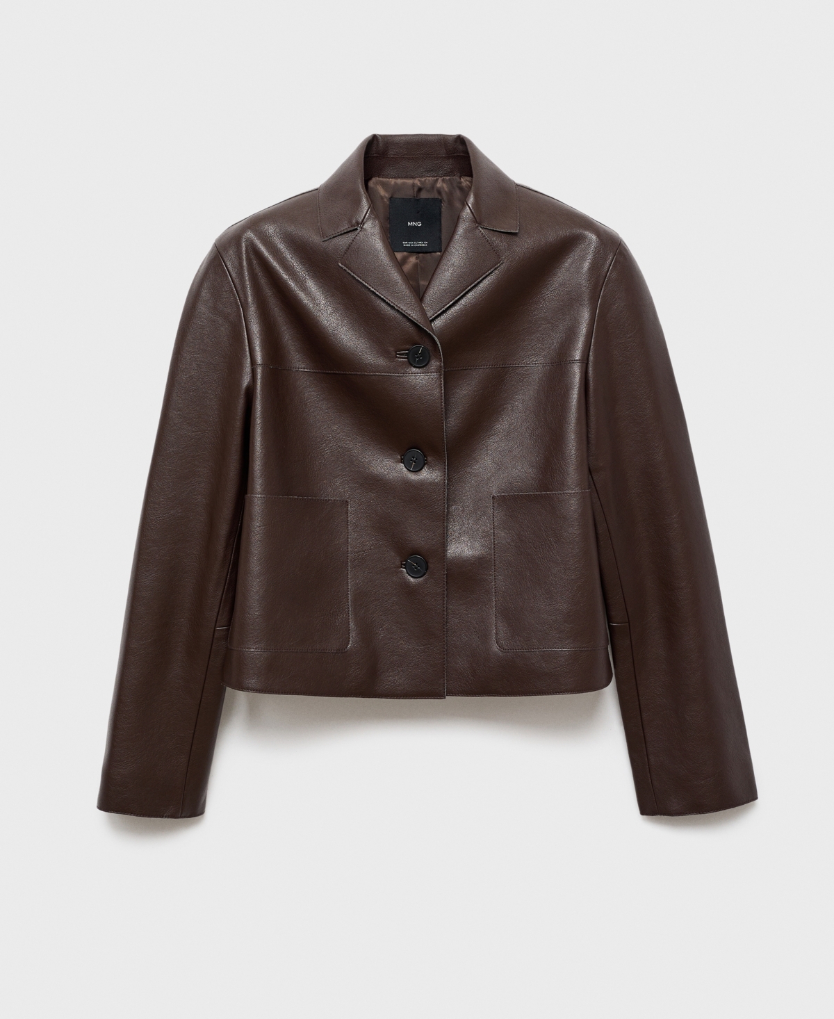 Mango Women's Pockets Leather-effect Jacket In Brown
