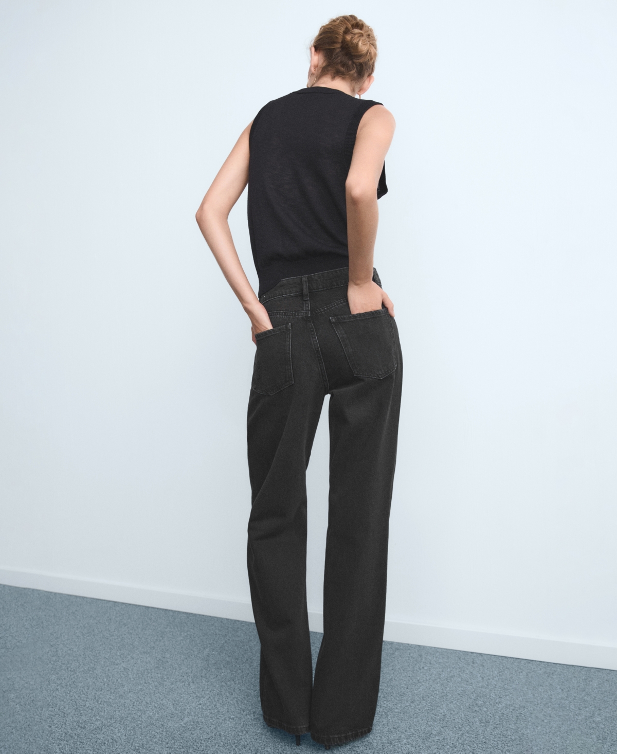 Mango Women's Danila Wide Leg High-rise Jeans In Black