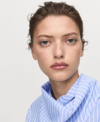 Women's Handkerchief Detail Striped Blouse