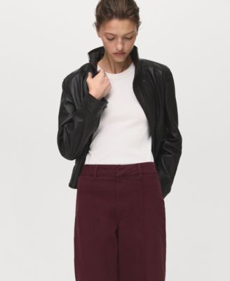 Women's Stitching Detail High-Waisted Wide-Leg Jeans