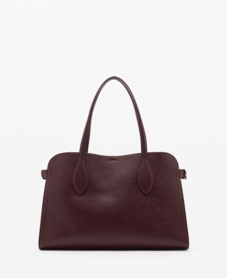 MANGO - Women's Pebbled Leather Effect Medium Bag
