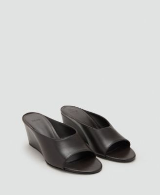 MANGO - Women's Leather Wedge Sandals