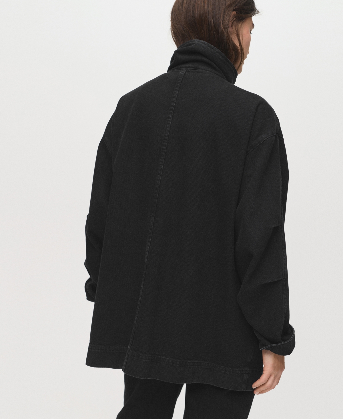 Mango Women's Pockets Oversized Denim Parka In Black