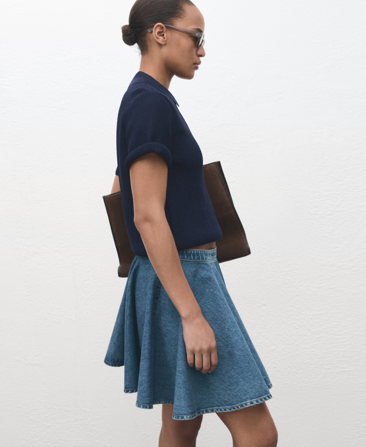 Mango Women's Short Denim Skirt