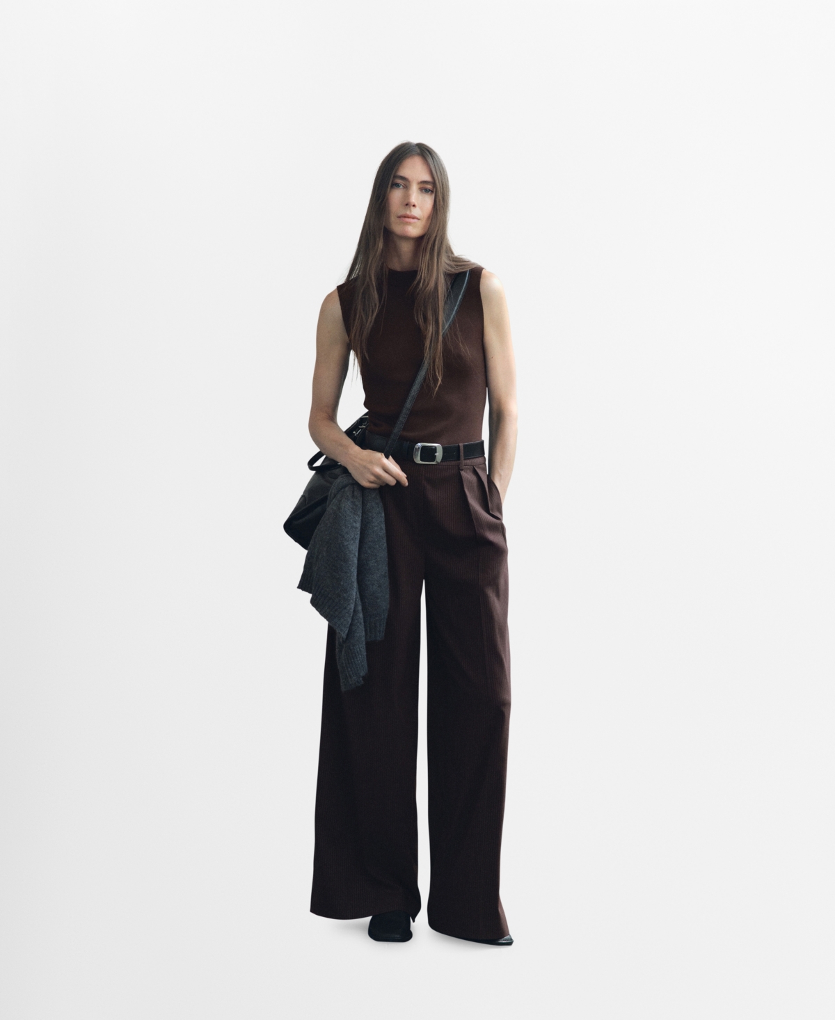 Mango Women's Combined Design Pinstripe Jumpsuit In Brown