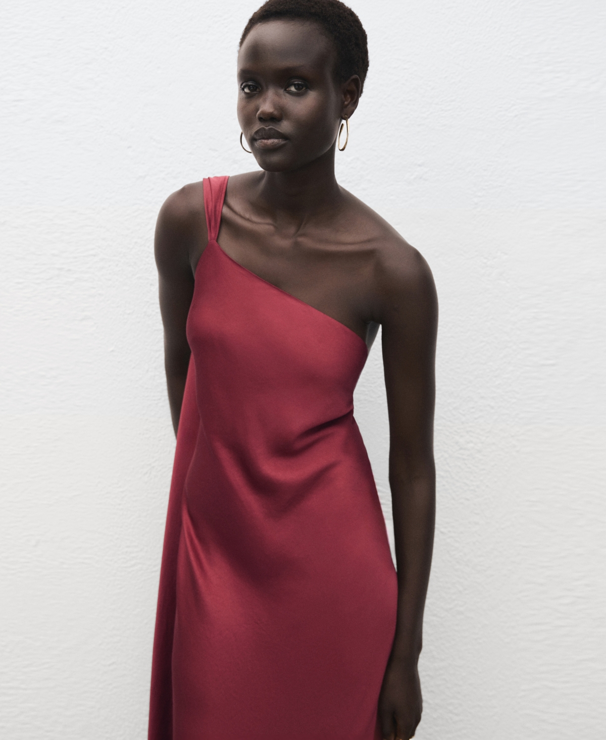Mango Women's Asymmetrical Satin Dress