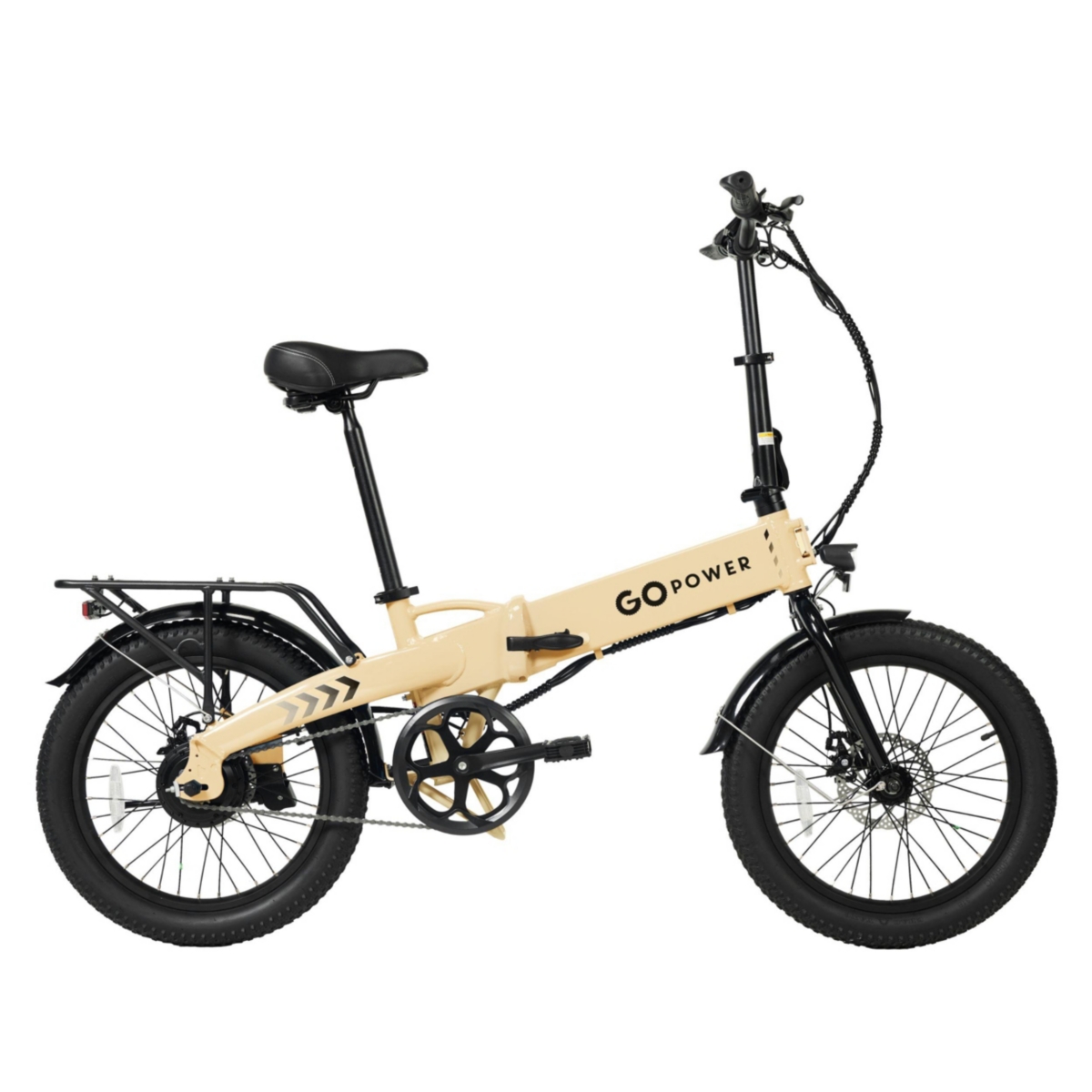 GoPowerBike GoVolt Folding Electric Bike for Adults | 20" Tires | 500W Motor | 45+ Mile Range | 20mph Top Speed | Class 1 & 2 eBike | Sand