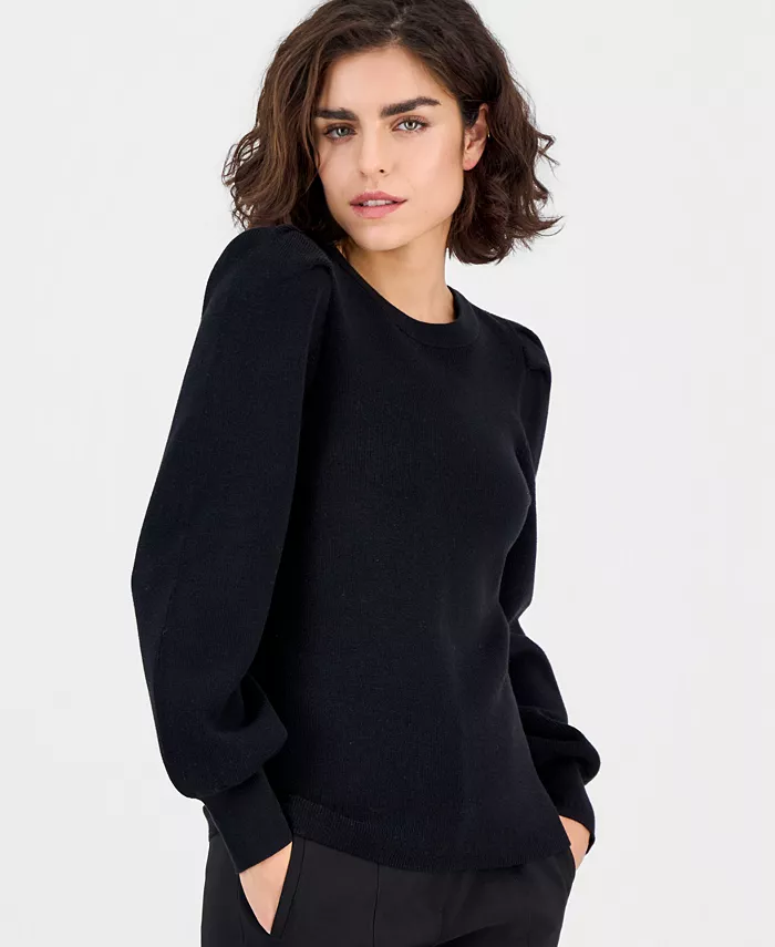 AK Anne Klein Petite Puff-Sleeve Crewneck Sweater - thumbnail 7