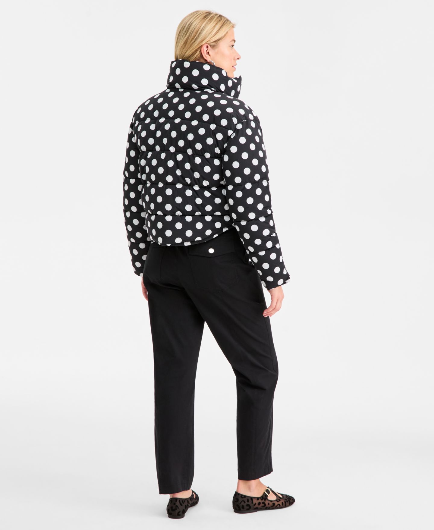 Женская куртка On 34th Cropped Dot Puffer, цвет: Чёрный комбинированный — фото 7
